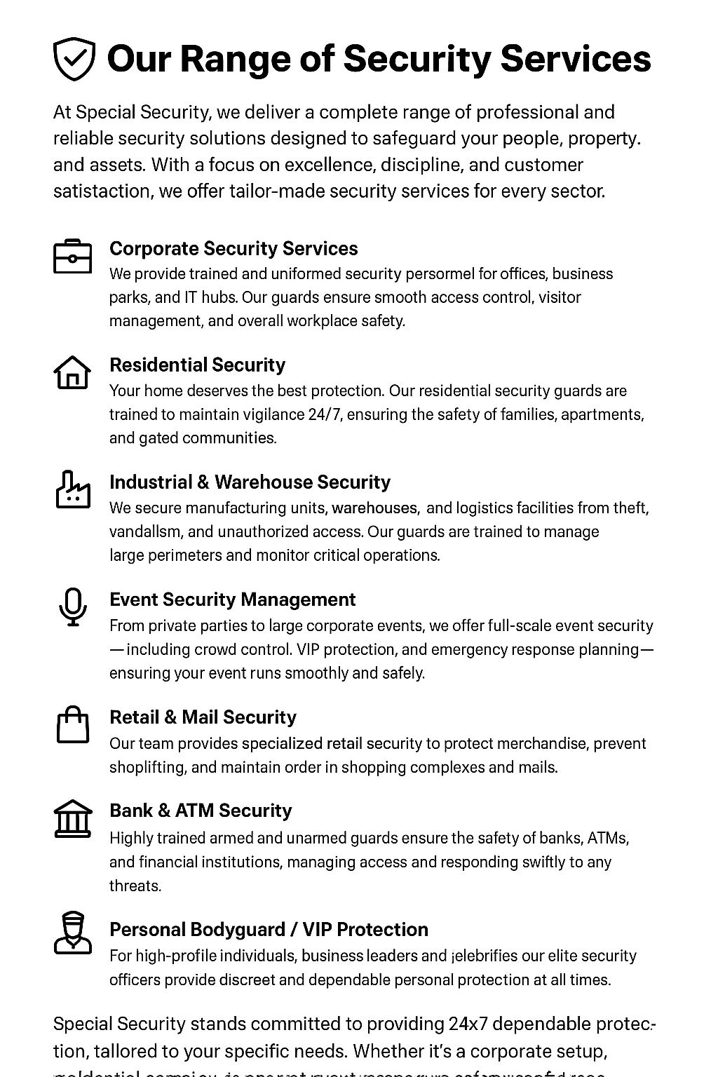 Our Range of Security Services
